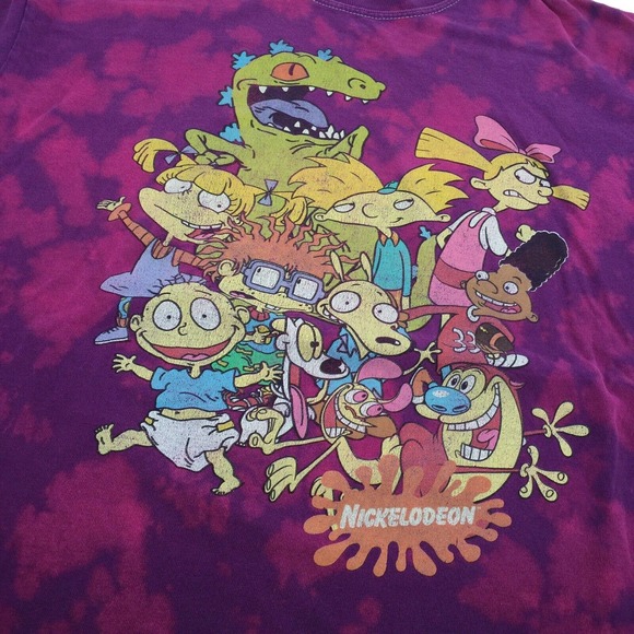 Nickelodeon Rugrats Hey Arnold Ren Graphic Short Sleeve T-Shirt M Purple Tie Dye - Picture 3 of 6